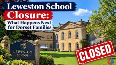 Leweston School closure showing the historic school building in Dorset, England.