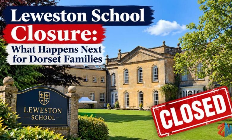 Leweston School closure showing the historic school building in Dorset, England.
